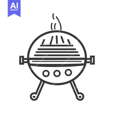 Aset desain premium: Simple illustration of a spherical outdoor cooking barbecue grill
