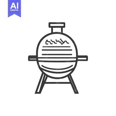 Premium design asset: A simple black and white illustration of a portable grill