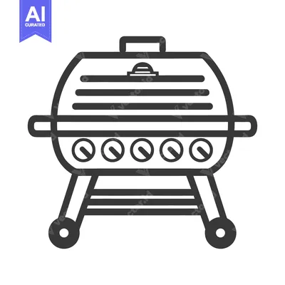Popular premium asset: A minimalist black and white drawing of a barbecue grill