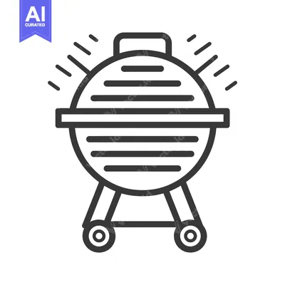 Aset desain premium: A simple illustration depicts a charcoal grill for outdoor cooking
