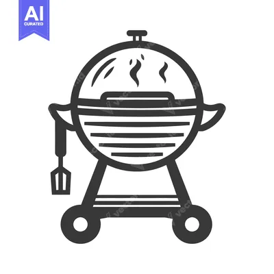 Aset desain premium: A graphic illustration of a charcoal grill barbecue in use