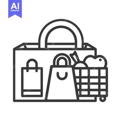 Aset premium populer: Grocery Bags and Shopping Cart with Fruits