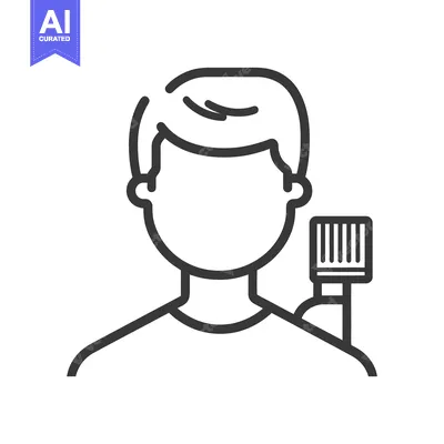 Aset premium populer: A line art illustration of a person holding a microphone