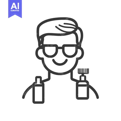 Aset premium populer: A person holding grooming products and smiling broadly with glasses