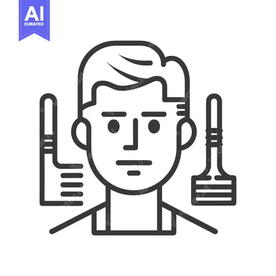 Aset premium populer: A stylized illustration of a man and shaving tools