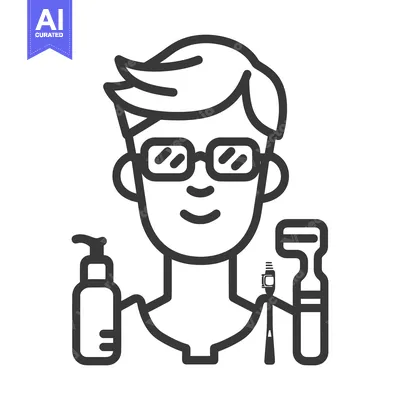 Aset premium populer: A person holding hygiene products in line art style