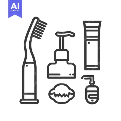 Popular premium asset: Minimalistic line art representation of personal hygiene products