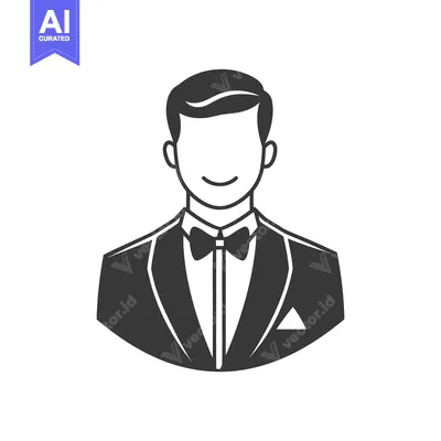 Aset premium populer: A simplified illustration of a man in formal attire and a bow tie