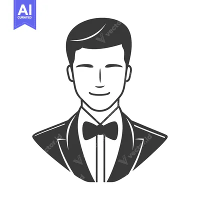 Premium design asset: A simple illustration of a man wearing formal attire and a bow tie
