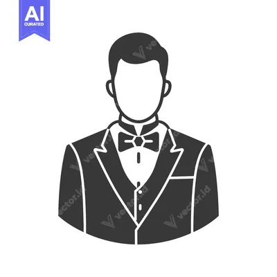 Aset premium populer: A simple monochrome illustration of a person in formal attire
