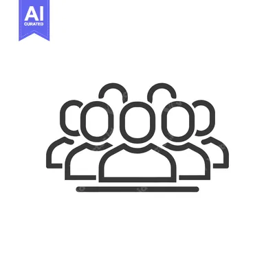 Aset desain premium: Group of People Icon: Minimalist Line Art Representation