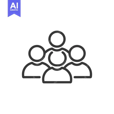 Aset desain premium: Teamwork Icon: Group of People, Leadership, Collaboration, Outline Sty