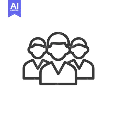 Premium design asset: Teamwork Icon: Three People Outline, Collaboration Symbol, Group Dynam