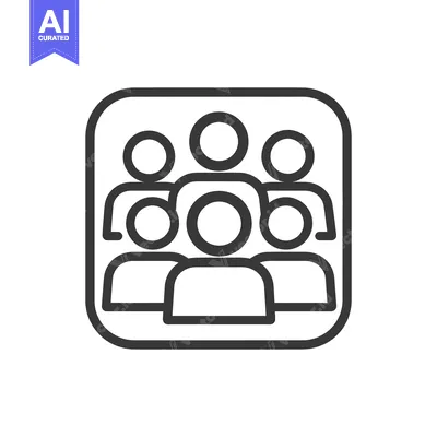 Aset desain premium: Group Icon: Stylized Crowd in Rounded Square Outline