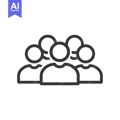Group of People Icon: Minimalist Line Art Representation of Teamwork a