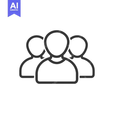 Aset premium populer: Minimalist Teamwork Icon: Three Faceless Figures in Outline Style