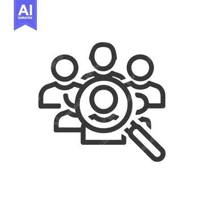 Premium design asset: Team Under Scrutiny: Magnifying Glass Focus on Group Icon