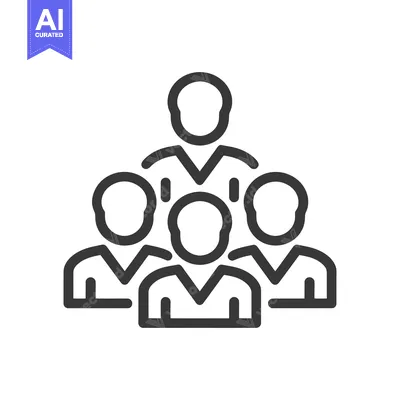 Aset premium populer: Teamwork Icon: Group of People with Leader, Minimalist Design