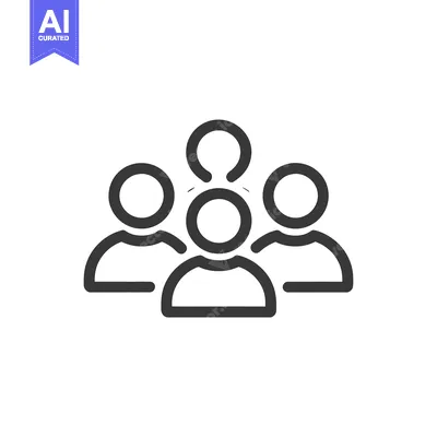 Aset premium populer: Minimalist Teamwork Icon: Group of People, Leadership Concept, Outline