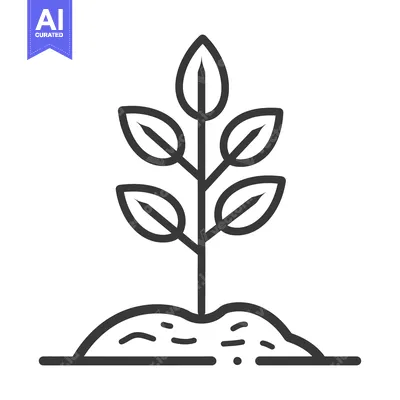 Aset desain premium: A young plant grows from the soil showing its new leaves