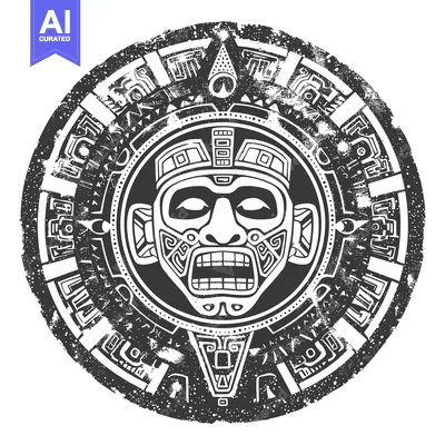 Aset premium populer: Grunge Aztec Tribal Mask with Intricate Patterns
