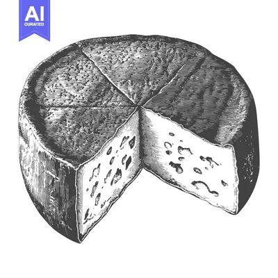 Premium design asset: A wheel of cheese with a slice removed showing its interior