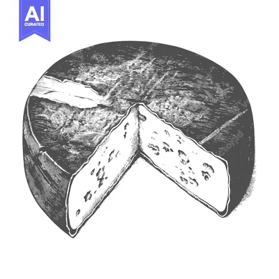 Premium design asset: A wheel of cheese sliced showing its interior