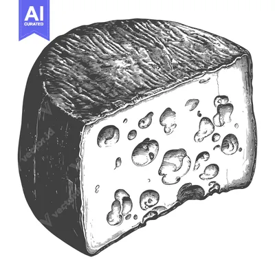 Aset premium populer: A wedge of blue cheese is shown in a detailed illustration