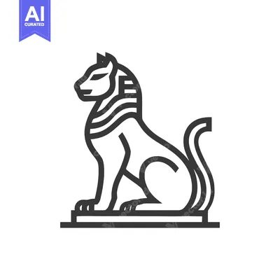 Aset premium populer: Minimalist Sphinx Illustration: Ancient Egyptian Icon in Bold Line Art