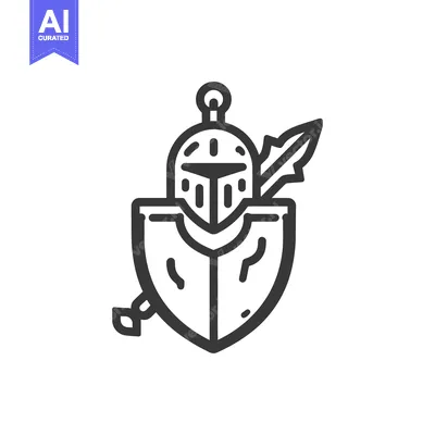 Premium design asset: Bold Knight Emblem: Shield, Helmet, and Spear Icon Design