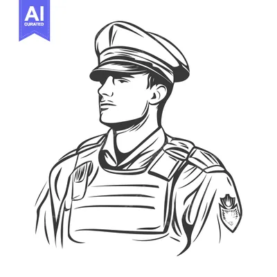 Aset premium populer: A drawing of a uniformed man with a peaked cap