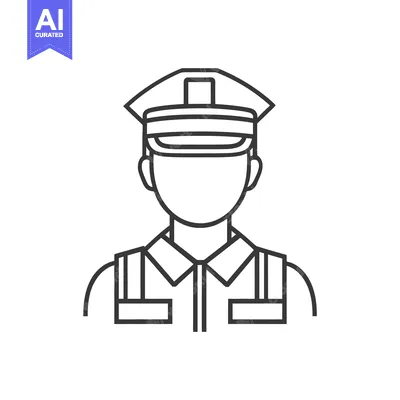 Premium design asset: A simple outlined illustration of a person wearing a hat