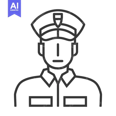 Aset desain premium: A simple line drawing of a person wearing a uniform