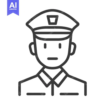 Aset premium populer: A simple line drawing depiction of a uniformed person