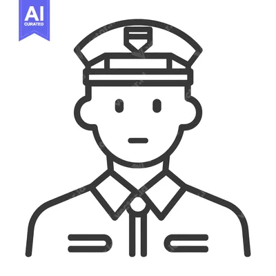 Aset desain premium: A simple vector illustration of a police officer in uniform