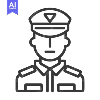 Aset premium populer: A minimalistic icon depicting a uniformed person with a peaked cap