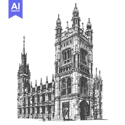 Popular premium asset: Gothic Architecture Detailed Drawing of a Grand Building