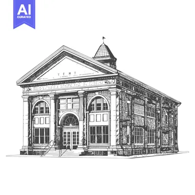 Impressive Classical Style Brick Building Architectural Drawing