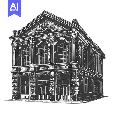 Popular premium asset: Elegant Vintage Building Architectural Drawing