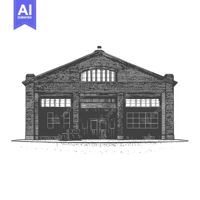 Premium design asset: A Brick Warehouse Building With Barrels Outside
