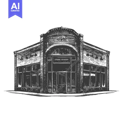 Premium design asset: Vintage City Shop Building Architectural Illustration