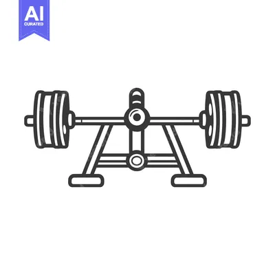 Popular premium asset: The black outline illustration of a weight bench and barbell