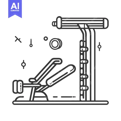 Aset desain premium: The image depicts a weight lifting bench with rack equipment