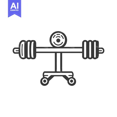 Aset premium populer: A minimalist black and white illustration of a weight lifting machine