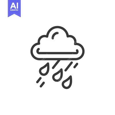 Aset premium populer: Minimalist Rain Cloud Icon: Weather Symbol with Droplets