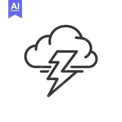 Aset desain premium: Minimalist Icon of Storm Cloud with Lightning Bolt on White Background