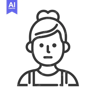 Aset premium populer: A simple minimalist line drawing of a woman with bun