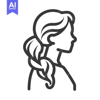 Aset premium populer: A simple black and white line drawing of a womans profile