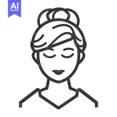 Aset premium populer: A simple line drawing depicting a woman with her eyes closed