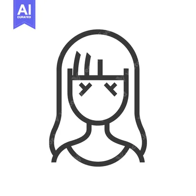 Aset premium populer: A black and white outline portrait of a female person